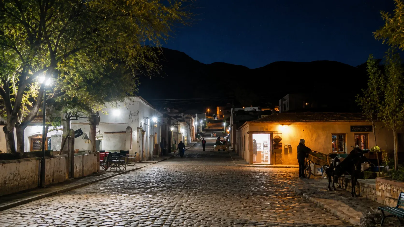 Quiet streets of Purmamarca at night